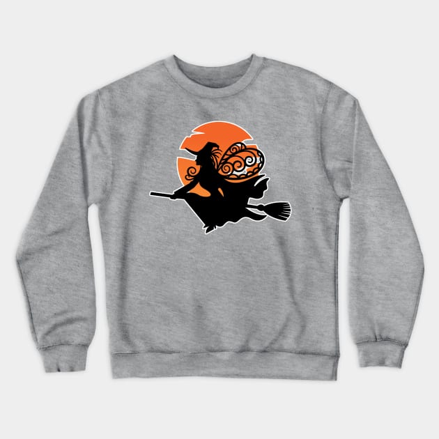 Witch On A Broom T-shirt Crewneck Sweatshirt by OTM Sports & Graphics